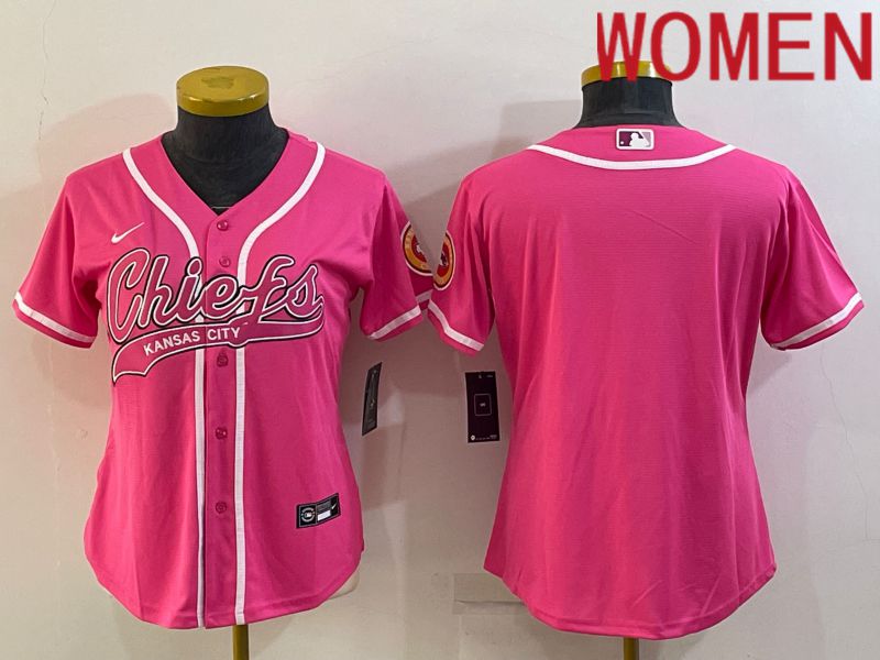 Women Kansas City Chiefs Blank Pink 2022 Nike Co branded NFL Jersey->women nfl jersey->Women Jersey